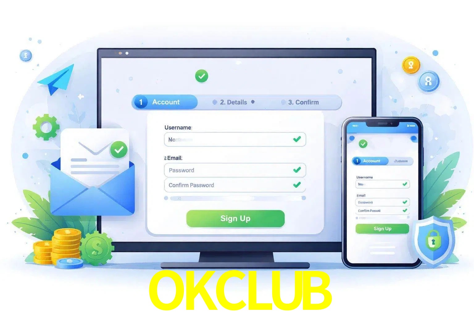 Registro de nuevo usuario y configuración de cuenta OKCLUB